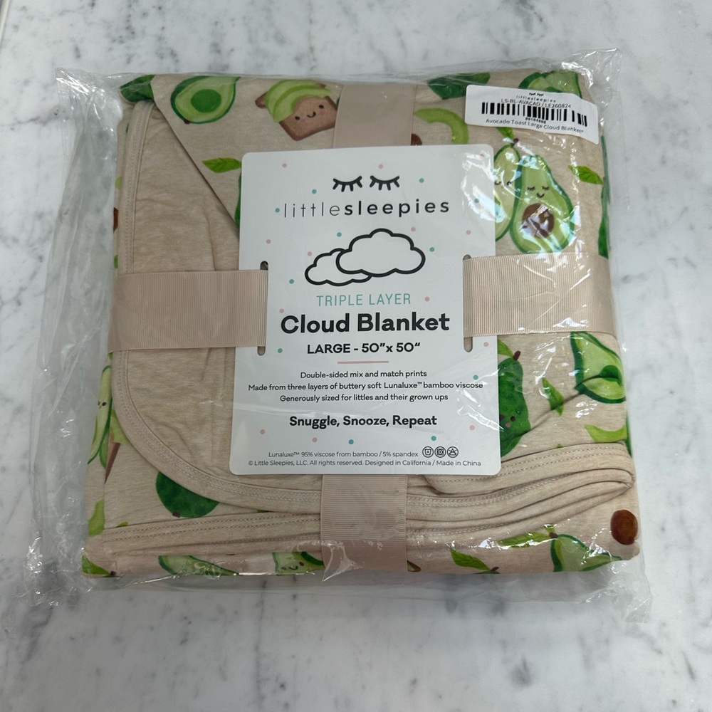 Little Sleepies large cloud blanket in avocado toast